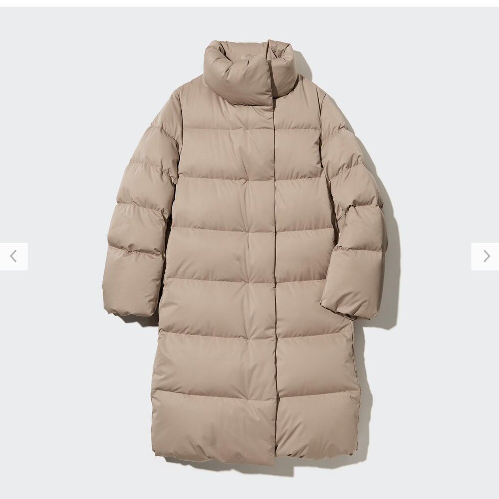 Uniqlo Powder Feel Down Long Coat - BEIGE Size: WOMEN XXS
